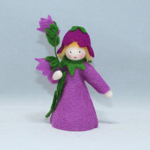 Bellflower Fairy (3.5" miniature standing felt doll, holding flower)