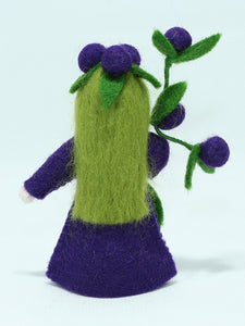 Blueberry Fairy Doll – 2.5” Handmade Felt Waldorf Decoration by Ambrosius