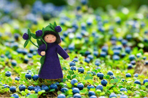 Blueberry Fairy Doll – 2.5” Handmade Felt Waldorf Decoration by Ambrosius