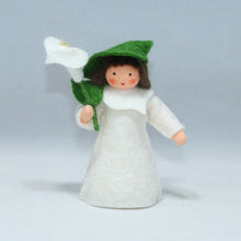 Calla Lily Fairy (3.5" miniature handmade felt doll, holding flower)