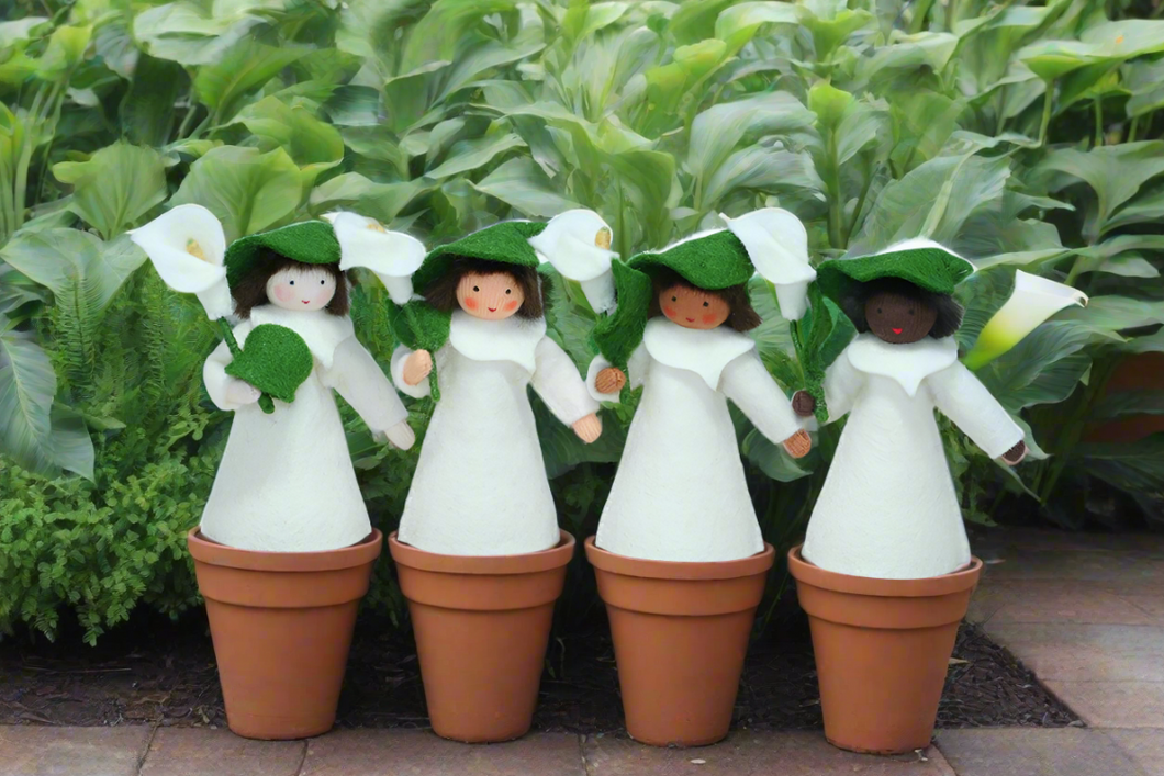 Handmade Calla Lily Fairy Doll by Ambrosius – Eco-Friendly Wool Felt Waldorf Toy from Eco Flower Fairies LLC