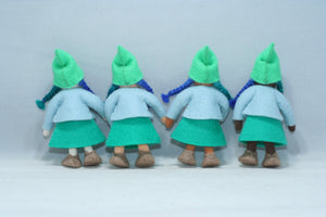 Gnome World - Cave Gnome Family Doll Set – 2.5" & 3” Handmade Felt Waldorf Decorations by Ambrosius