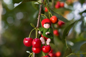 Handmade Cherry Baby Doll by Ambrosius – Eco-Friendly Wool Felt Waldorf Toy from Eco Flower Fairies LLC