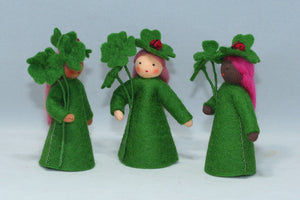 Clover Fairy Doll – 2.5” & 3" Handmade Felt Waldorf Decorations by Ambrosius