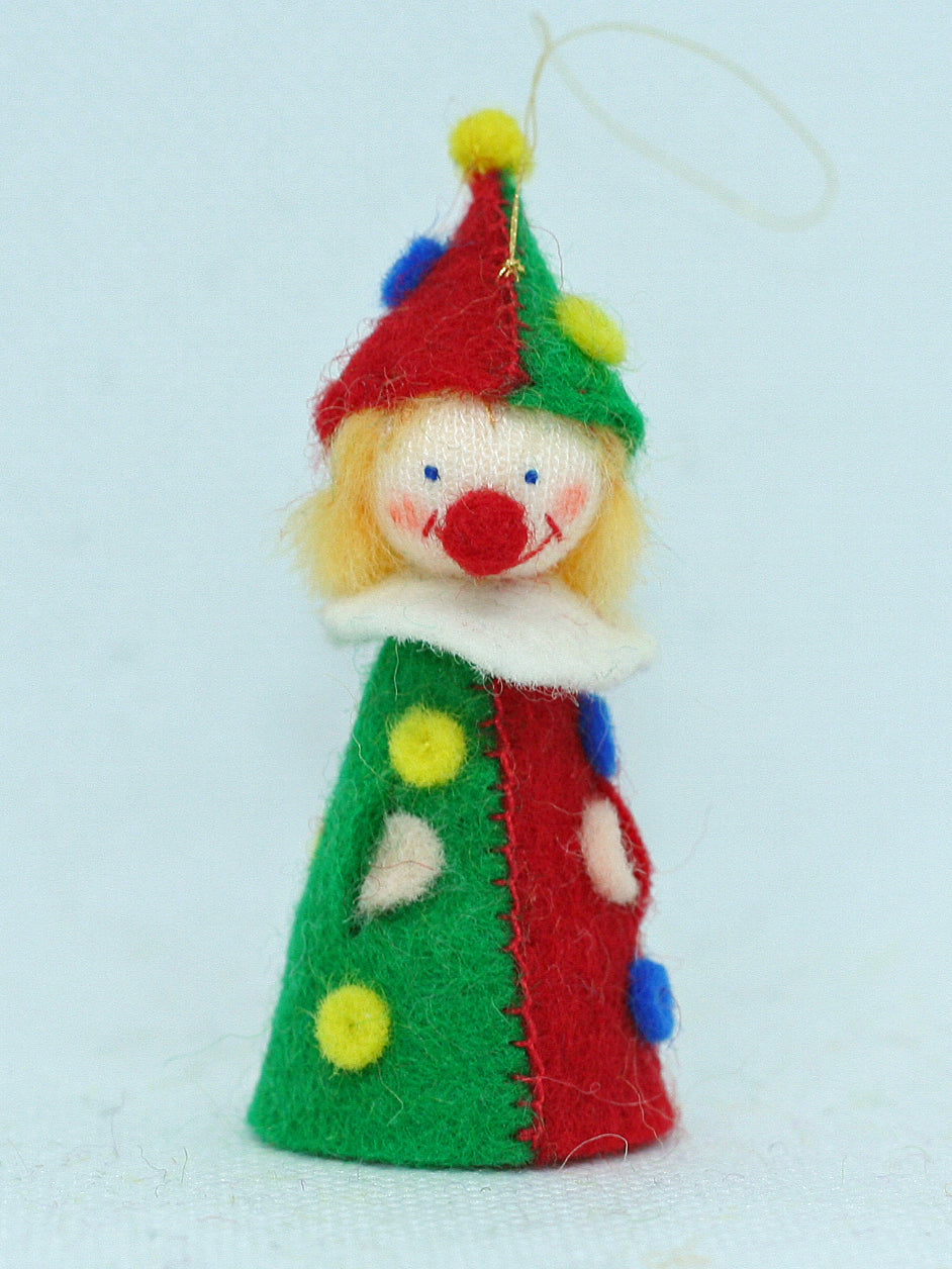 Jingle Clown (miniature hanging felt doll)