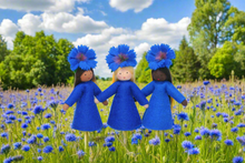Cornflower Fairy Doll – 2.5” & 3" Handmade Felt Waldorf Decorations by Ambrosius