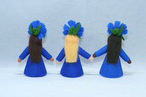 Cornflower Fairy Doll – 2.5” & 3" Handmade Felt Waldorf Decorations by Ambrosius