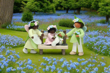 Flower Pixie Family Doll Set – 2.5”, 3" & 3.5" Handmade Felt Waldorf Decorations by Ambrosius