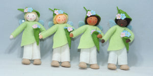 Flower Pixie Family Doll Set – 2.5”, 3" & 3.5" Handmade Felt Waldorf Decorations by Ambrosius
