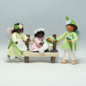 Flower Pixie Family Doll Set – 2.5”, 3" & 3.5" Handmade Felt Waldorf Decorations by Ambrosius