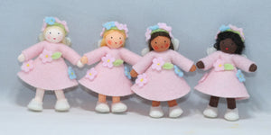 Flower Pixie Family Doll Set – 2.5”, 3" & 3.5" Handmade Felt Waldorf Decorations by Ambrosius