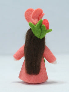 Flowering Quince Fairy Doll – 2.5” Handmade Felt Waldorf Decoration by Ambrosius