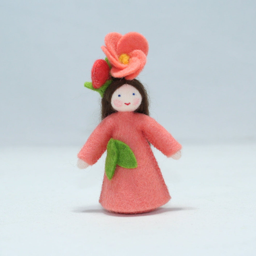Handmade Flowering Quince Fairy Doll by Ambrosius – Eco-Friendly Wool Felt Waldorf Toy from Eco Flower Fairies LLC
