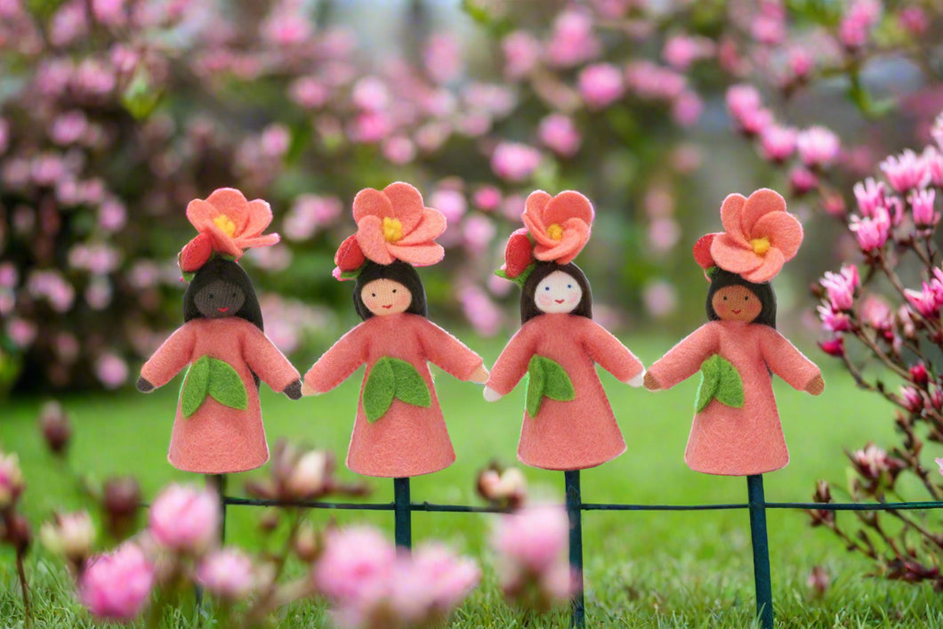 Handmade Flowering Quince Fairy Doll by Ambrosius – Eco-Friendly Wool Felt Waldorf Toy from Eco Flower Fairies LLC