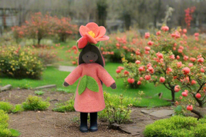 Flowering Quince Fairy Doll – 2.5” Handmade Felt Waldorf Decoration by Ambrosius
