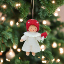 Handmade Fly Agaric Mushroom Pixie Doll by Ambrosius – Eco-Friendly Wool Felt Waldorf Toy from Eco Flower Fairies LLC