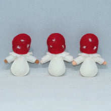 Mushroom World - Fly Agaric Mushroom Pixie Family Doll Set – 2.5", 3" & 3.5" Handmade Felt Waldorf Decorations by Ambrosius