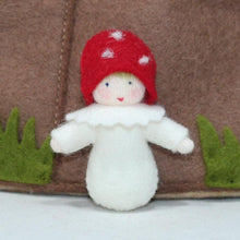 Handmade Fly Agaric Mushroom Pixie Doll by Ambrosius – Eco-Friendly Wool Felt Waldorf Toy from Eco Flower Fairies LLC