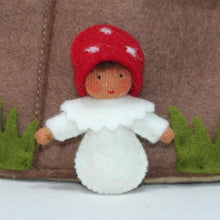 Handmade Fly Agaric Mushroom Pixie Doll by Ambrosius – Eco-Friendly Wool Felt Waldorf Toy from Eco Flower Fairies LLC