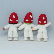 Mushroom World - Fly Agaric Mushroom Pixie Family Doll Set – 2.5", 3" & 3.5" Handmade Felt Waldorf Decorations by Ambrosius