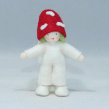 Handmade Fly Agaric Mushroom Pixie Doll by Ambrosius – Eco-Friendly Wool Felt Waldorf Toy from Eco Flower Fairies LLC