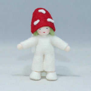 Handmade Fly Agaric Mushroom Pixie Doll by Ambrosius – Eco-Friendly Wool Felt Waldorf Toy from Eco Flower Fairies LLC
