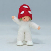 Handmade Fly Agaric Mushroom Pixie Doll by Ambrosius – Eco-Friendly Wool Felt Waldorf Toy from Eco Flower Fairies LLC