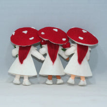 Mushroom World - Fly Agaric Mushroom Pixie Family Doll Set – 2.5", 3" & 3.5" Handmade Felt Waldorf Decorations by Ambrosius