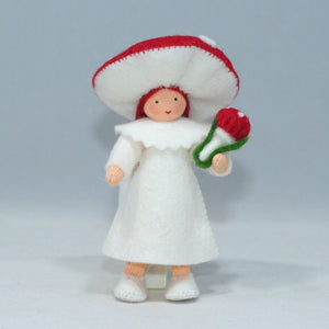 Handmade Fly Agaric Mushroom Pixie Doll by Ambrosius – Eco-Friendly Wool Felt Waldorf Toy from Eco Flower Fairies LLC