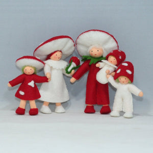 Handmade Fly Agaric Mushroom Pixie Doll Set by Ambrosius – Eco-Friendly Wool Felt Waldorf Toy from Eco Flower Fairies LLC