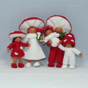 Handmade Fly Agaric Mushroom Pixie Doll Set by Ambrosius – Eco-Friendly Wool Felt Waldorf Toy from Eco Flower Fairies LLC