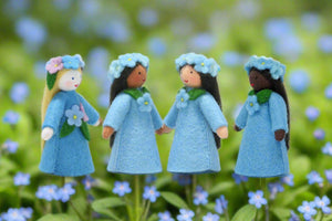 Forget-Me-Not Fairy Doll – 2.5” & 3" Handmade Felt Waldorf Decorations by Ambrosius