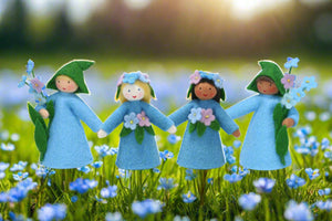 Forget-Me-Not Fairy Doll – 2.5” & 3" Handmade Felt Waldorf Decorations by Ambrosius