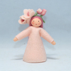 Freesia Fairy (3.5" miniature handmade felt doll, flower hat)