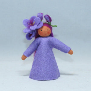 Freesia Fairy (3.5" miniature handmade felt doll, flower hat)