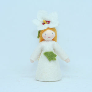 Handmade Hibiscus Fairy Doll by Ambrosius – Eco-Friendly Wool Felt Waldorf Toy from Eco Flower Fairies LLC