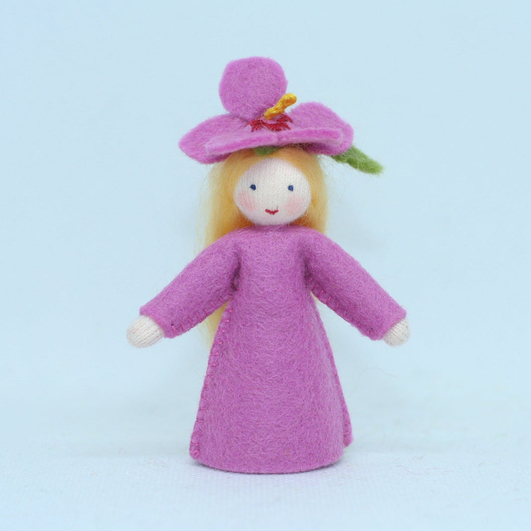 Handmade Hibiscus Fairy Doll by Ambrosius – Eco-Friendly Wool Felt Waldorf Toy from Eco Flower Fairies LLC