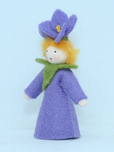 Hibiscus Prince (miniature standing felt doll, flower hat)