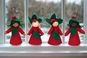 Handmade Holly Berry Fairy Doll by Ambrosius – Eco-Friendly Wool Felt Waldorf Toy from Eco Flower Fairies LLC