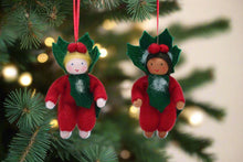Holly Berry Baby Doll – 2.5" Handmade Felt Waldorf Decoration by Ambrosius