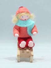 Handmade Kid Doll on Sleigh by Ambrosius – Eco-Friendly Wool Felt Waldorf Toy from Eco Flower Fairies LLC