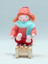 Handmade Kid Doll on Sleigh by Ambrosius – Eco-Friendly Wool Felt Waldorf Toy from Eco Flower Fairies LLC