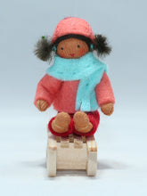 Handmade Kid Doll on Sleigh by Ambrosius – Eco-Friendly Wool Felt Waldorf Toy from Eco Flower Fairies LLC
