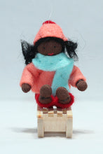 Handmade Kid Doll on Sleigh by Ambrosius – Eco-Friendly Wool Felt Waldorf Toy from Eco Flower Fairies LLC