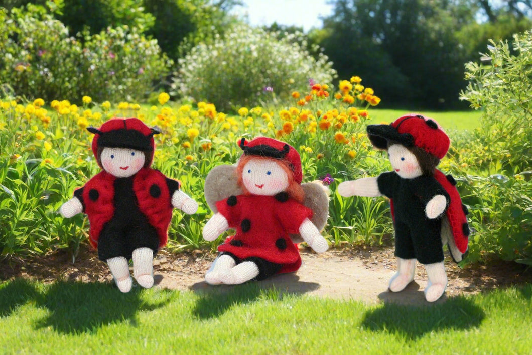 Handmade Ladybug Pixie Doll by Ambrosius – Eco-Friendly Wool Felt Waldorf Toy from Eco Flower Fairies LLC