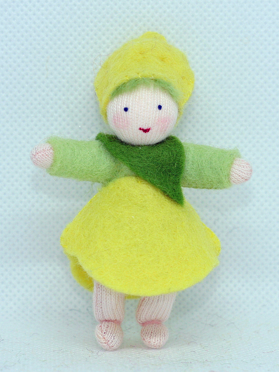 Handmade Lemon Baby Doll by Ambrosius – Eco-Friendly Wool Felt Waldorf Toy from Eco Flower Fairies LLC