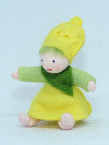 Lemon Baby Doll – 2.5" Handmade Felt Waldorf Decoration by Ambrosius