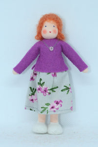 Mother Doll (miniature bendable felt doll, ginger, fair skin)