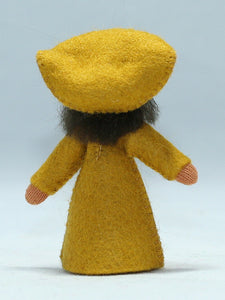 Mushroom World - Chanterelle Mushroom Fairy Doll – 2.5" Handmade Felt Waldorf Decoration by Ambrosius