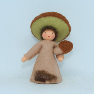 Handmade Porcini Mushroom Fairy Doll by Ambrosius – Eco-Friendly Wool Felt Waldorf Toy from Eco Flower Fairies LLC